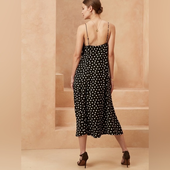 Banana Republic Size Small Polka Dot Midi Slip Dress - Picture 2 of 3